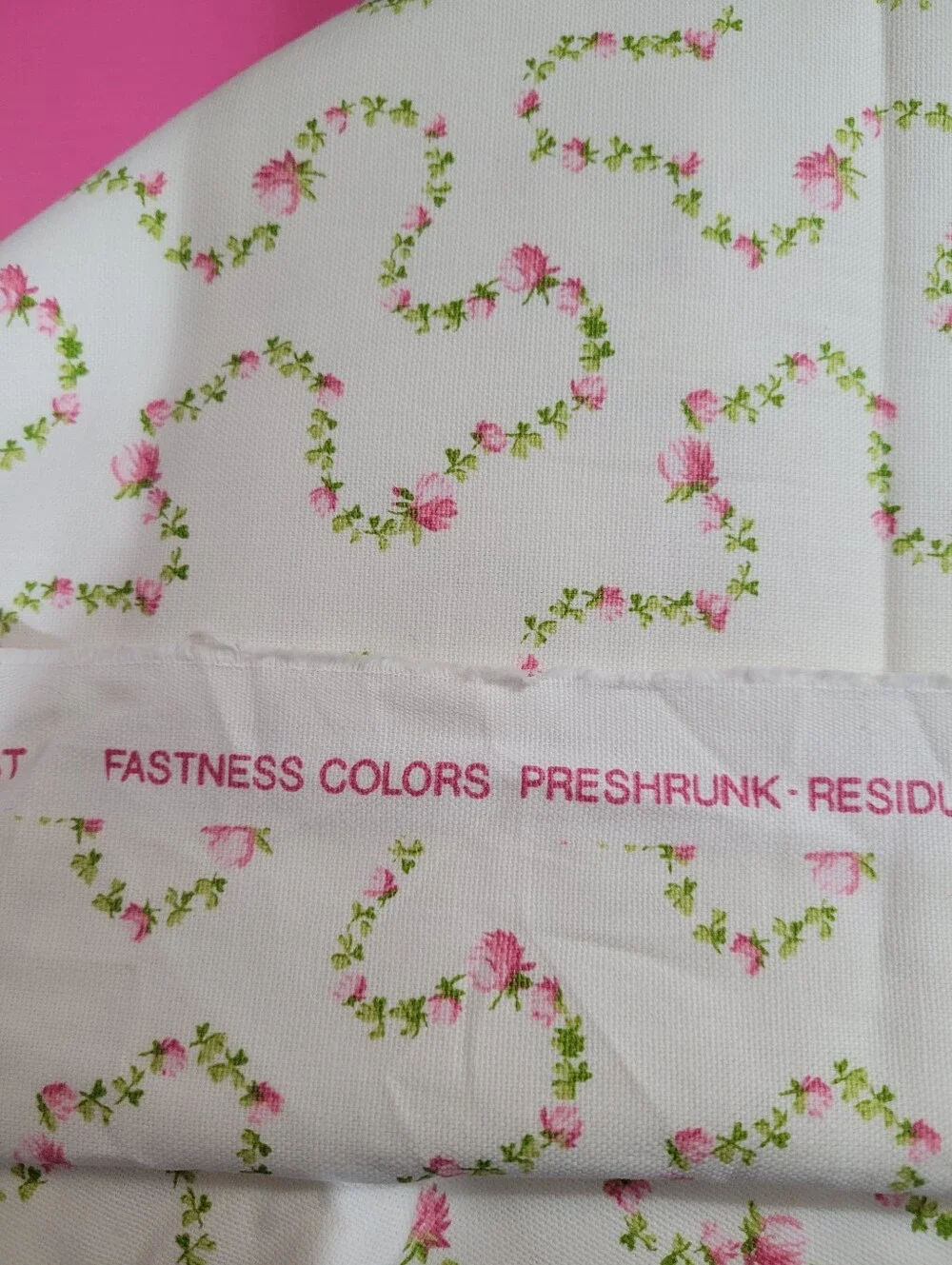 John Wolf Decorative Fabrics Pink Floral Vine Cream Sewing Fabric (1502)